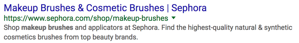 Google search ad from Sephora.