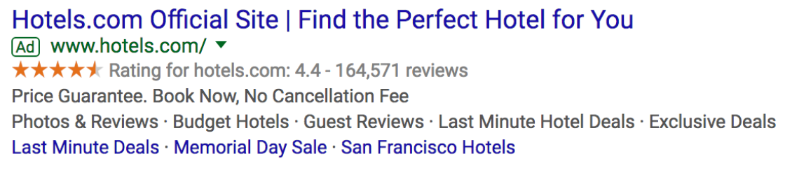 Google search ad from Hotels.com.
