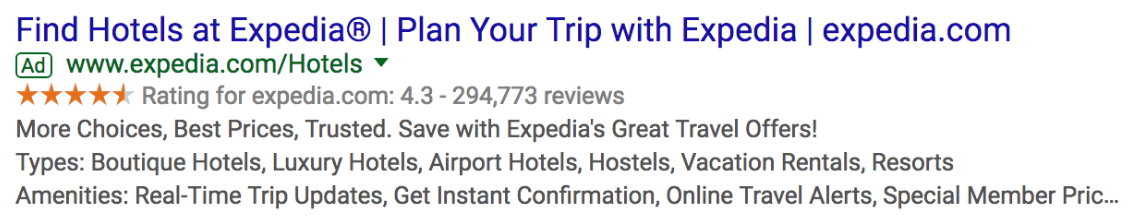 Google search ad from Expedia.