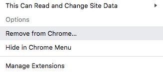 The option to remove a Chrome extension.