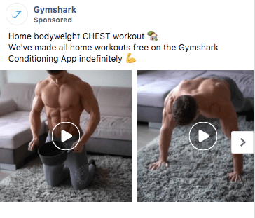 Gymshark is advertising a free at home chest workout. 