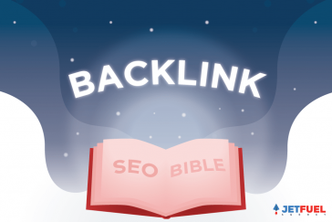 SEO bible with backlinks coming out of the book.